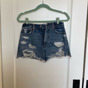 Abercrombie high-waisted blue denim shorts, 26, good quality, good condition!